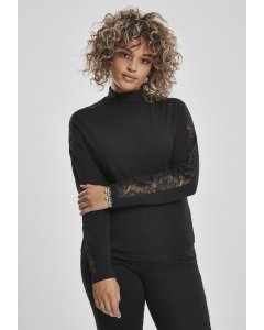 Damska bluzka z długim rękawem // Urban classics Ladies Lace Striped LS black