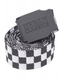 Pasek męski // Urban classics UC Canvas Belt Checkerboard 150cm black/white