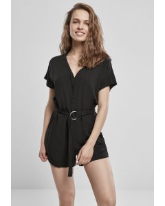 Kombinezon // Urban classics  Ladies Short Viscose Belt Jumpsuit black