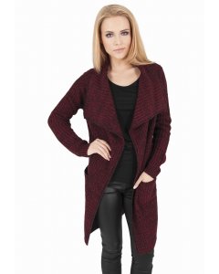 Damska bluza cardigan // Urban classics Ladies Knitted Long Cape burgundy