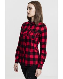 Koszula damska // Urban Classics Ladies Turnup Checked Flanell Shirt blk/red
