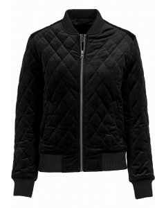 damska kurtka // Urban classics Ladies Diamond Quilt Velvet Jacket black