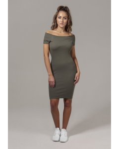 Sukienka // Urban classics Ladies Off Shoulder Rib Dress olive