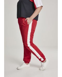 Damskie spodnie dresowe // Urban classics Ladies Striped Crinkle Pants red/wht