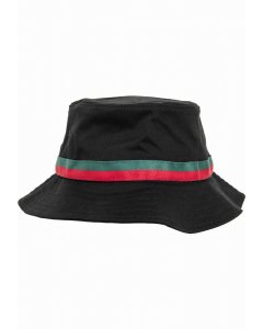 Kapelusz // Flexfit Stripe Bucket Hat black/firered/green