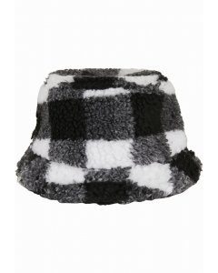 Kapelusz // Flexfit Sherpa Check Bucket Hat white/black