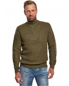 Męski pulower z pół-suwakiem // Brandit Marine Pullover Troyer olive