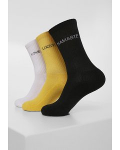 Skarpety // Urban classics Wording Socks 3-Pack black/white/yellow