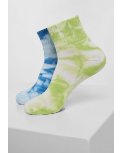 Skarpety // Urban classics Tie Dye Socks Short 2-Pack green/blue