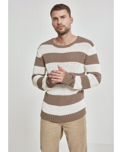Męski pulower  // Urban Classics Striped Sweater beige/offwhite