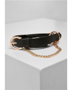 Pasek damski // Urban Classics Synthetic Leather Belt With Chain black/gold