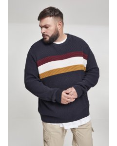 Męski pulower  // Urban Classics Block Sweater dnavy/offwhite/port/goldenoak