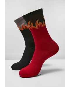 Skarpety // Merchcode Long Flame Socks  2-Pack red/black