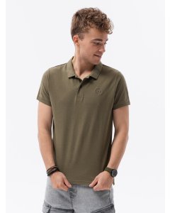 Men's plain polo shirt S1374 - dark olive
