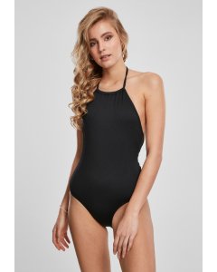 Stroje kąpielowe damskie // Urban classics Ladies Rib Neckholder Swimsuit black