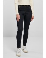 Spodnie // Urban Classics / Ladies Organic High Waist Skinny Jeans darkblue raw