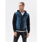 Men's mid-season jeans jacket C322 - jeans/black