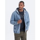 Men's denim jacket katana with cargo pockets and hood - blue V3 C558