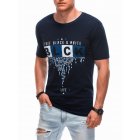 Men's printed t-shirt S1874 - navy blue
