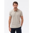 Men's melange polo shirt with contrast collar - cream V4 S1618