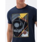 Men's printed cotton t-shirt - navy blue V2 S1731
