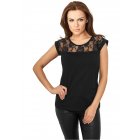 Damska bluzka z krótkim rękawem // Urban classics Ladies Top Laces Tee black