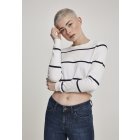 Damski sweter // Urban classics Ladies Short Striped Sweater white/navy