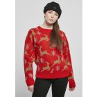Urban Classics / Ladies Oversized Christmas Sweater red/gold