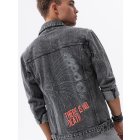 Men's mid-season jeans jacket C525 - black/grey