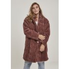 damski płaszcz // Urban classics Ladies Oversized Sherpa Coat darkrose