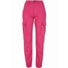 Spodnie // Urban Classics / Ladies Cotton Twill Utility Pants hibiskus pink
