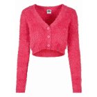 Damski sweter // Urban Classics / Ladies Cropped Feather Cardigan hibiskus pink