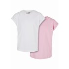 Urban Classics / Girls Organic Extended Shoulder Tee 2-Pack white/girlypink