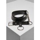 Pasek męski // Urban classics  Chain Imitation Leather Belt black/silver