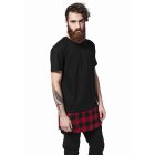 Urban Classics / Long Shaped Flanell Bottom Tee blk/blk/red
