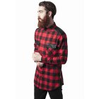 Koszula męska // Urban classics Side Zip Leather Shoulder Flanell Shirt blk/red