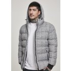 Męska kurtka zimowa // Urban Classics Hooded Check Puffer Jacket white/black