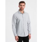 Men's shirt with pocket REGULAR FIT - light grey melange V2 OM-SHCS-0148