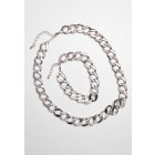 Urban Classics / Basic Diamond Necklace And Bracelet Set silver