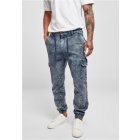Spodnie jeansowe // Urban Classics Denim Cargo Jogging Pants light skyblue acid washed